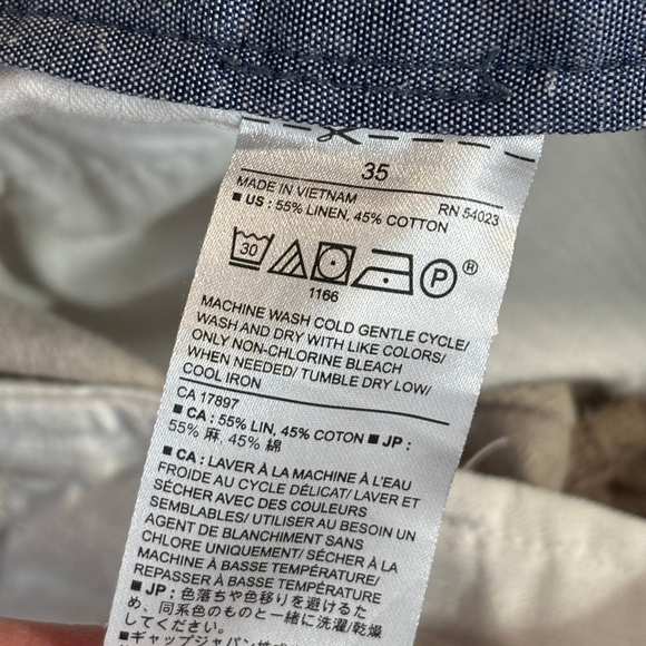 Banana Republic Aiden Shorts Men’s Size 35 Beige Linen Cotton Blend Zipper Fly - Picture 7 of 9